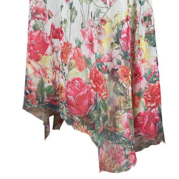 Calstyle White Coral Floral Sleeveless Lined Babydoll Tunic Top Size 2X - Picture 7 of 9